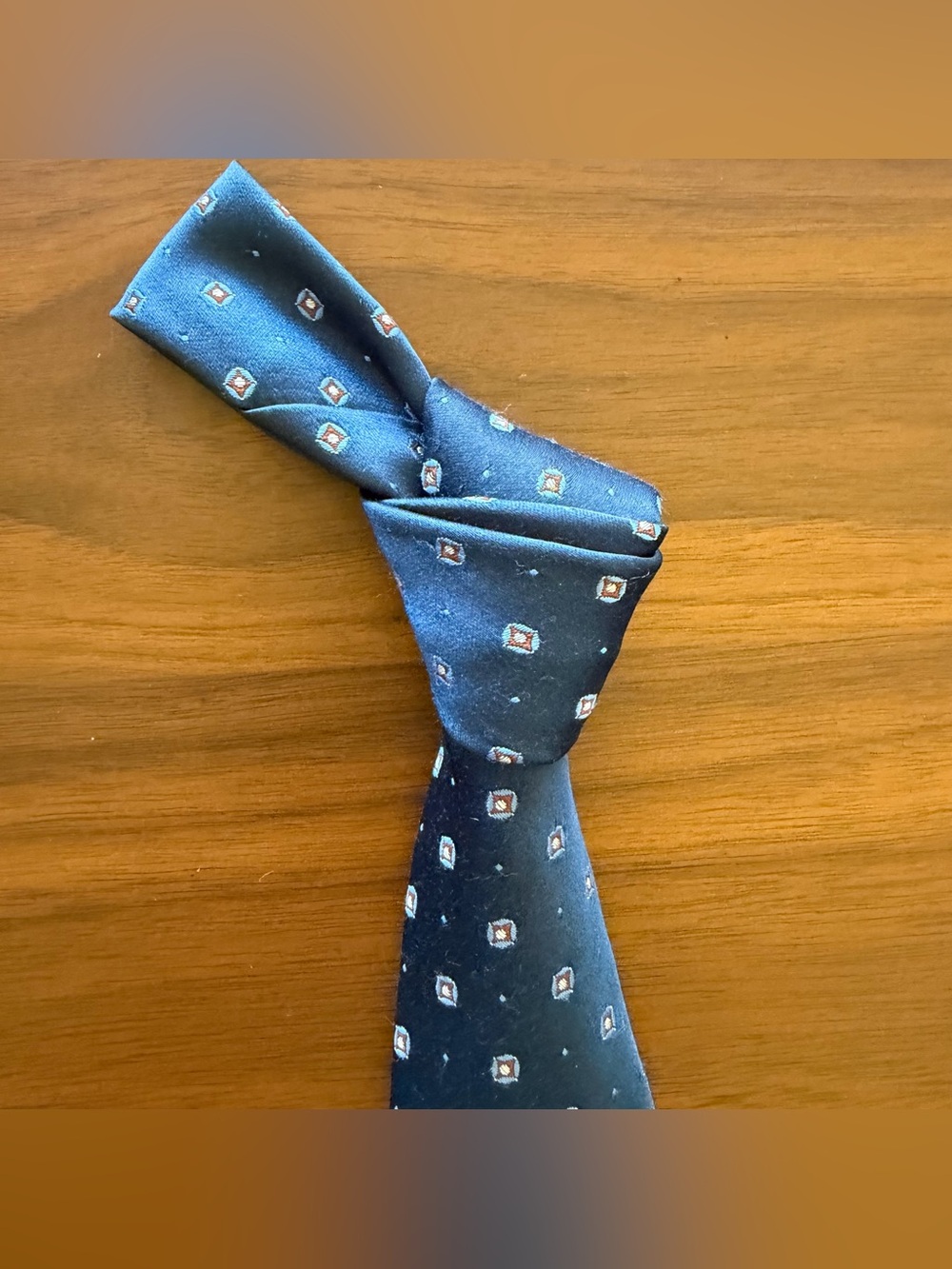 Sears Navy Blue Tie with Small Geometric Medallions